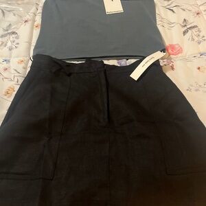 Reformation Etta Linen Skirt Black - Size 8